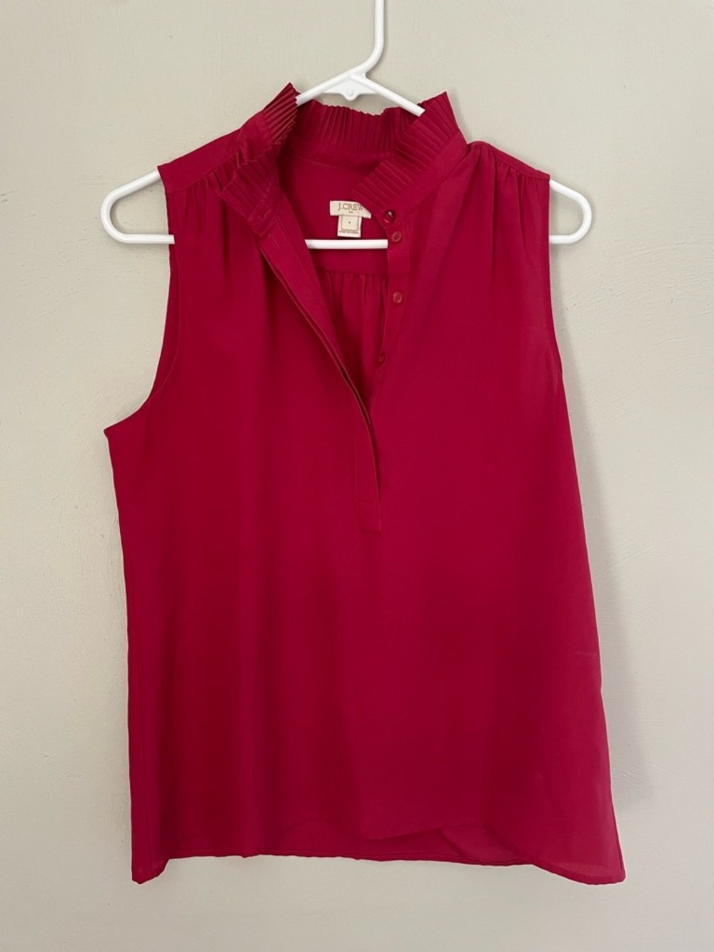 J Crew  Pleated Mock Neck Blouse - Berry